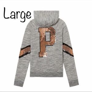 PINK Victoria's Secret Gray Sweater with Bronze Sequin P